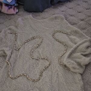 Zara Cream Fuzzy Crew Neck Sweater